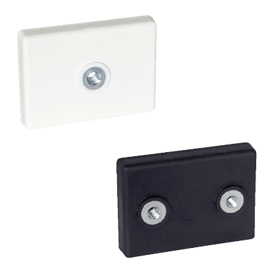 Aimant plat rectangulaire taraudé avec protection caoutchouc