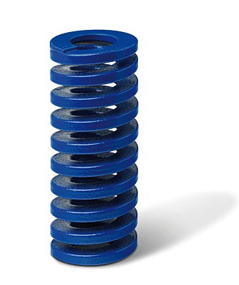 High performance compression spring, MF, Colour Blue, DIN ISO 10243