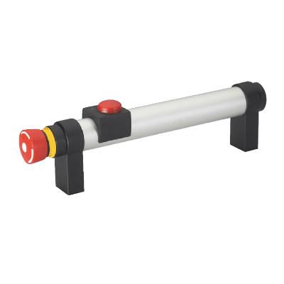 Poignée tubulaire avec interrupteur - avec 1 bouton - avec arrêt d'urgence - Pelliculé noir
