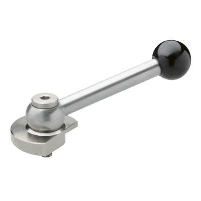 Bride à excentrique verticale de placage, inox - Sens anti-horaire - Avec poignée