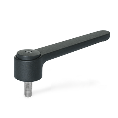 Adjustable flat tension levers, Zinc die casting, threaded stud Stainless Steel, Inch