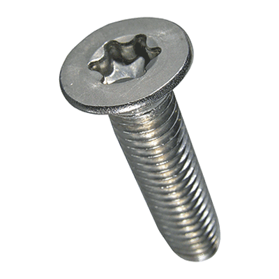 Hexalobular (6 Lobe) socket flat countersunk head thread forming screws ~type M, metric thread (~DIN 7500 M), A2, added lubricant