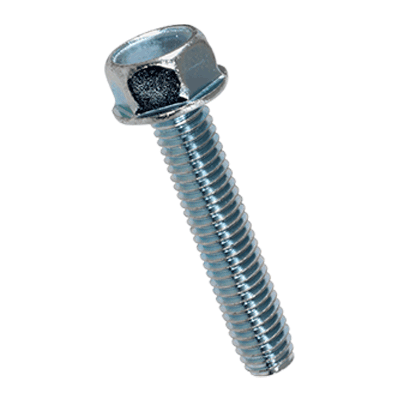 Hex head thread forming screws ~type D, metric thread, with flange (~DIN 7500 D), zinc plated blue, added lubricant