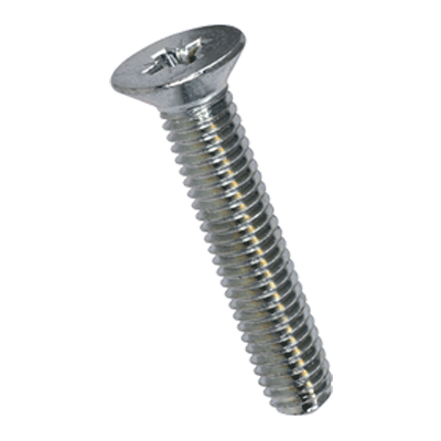 Pozi flat countersunk head thread forming screws type M, form Z, metric thread (DIN 7500 M), zinc plated blue, added lubricant