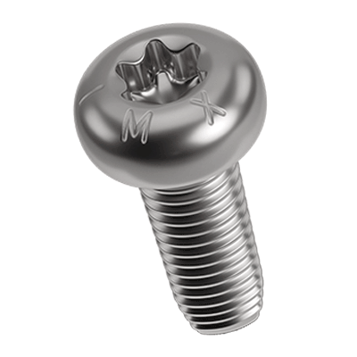 Hexalobular (6 Lobe) socket pan head thread forming screws, metric thread (~DIN 7500 PE; ecosyn® IMX), stainless steel, added lubricant with UV-indicator