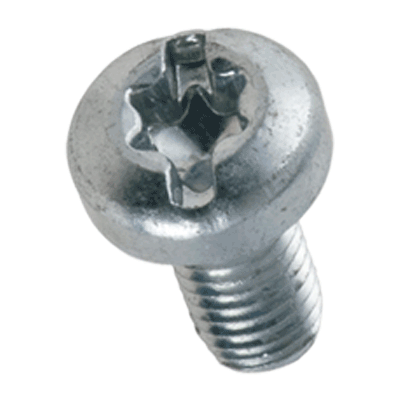 Hexalobular (6 Lobe) socket pan head thread forming screws with uncontinuous slot, metric thread (DIN 7500), zinc plated blue, added lubricant