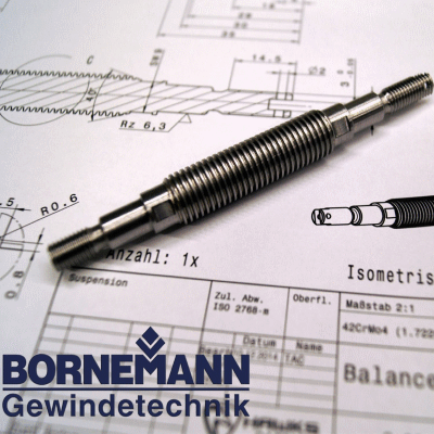 Spindle, trapezoidal thread, saw thread, DIN 103, DIN 513, ..., pin end machining