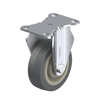 Medium Duty Casters, Rubber Wheel Tread, Polypropylene Wheel Core, Light Version, Bracket type B Rigid bracket, Inch
