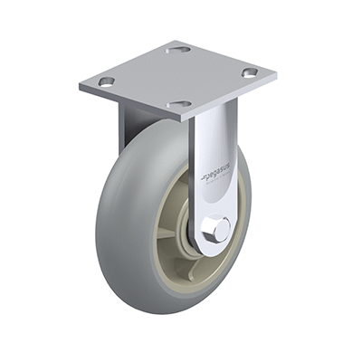 Medium Duty Casters, Rubber Wheel Tread, Polypropylene Wheel Core, Medium Version, Round Tread, Bracket type B Rigid bracket, Inch