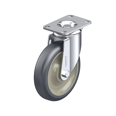 Medium Duty Casters, Polyurethane Wheel Tread, Polypropylene Wheel Core, Light Version, Bracket type L Swivel bracket with mounting plate, Inch