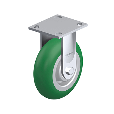 Medium Duty Casters, Polyurethane Wheel Tread, Aluminum Wheel Core, Medium Version, Round Tread Type B Rigid bracket, Inch