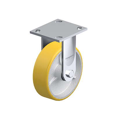 Medium Duty Casters, Steel, Polyurethane Wheel Tread, Cast Iron Wheel Core, Medium Version, Bracket type B Rigid bracket, Inch