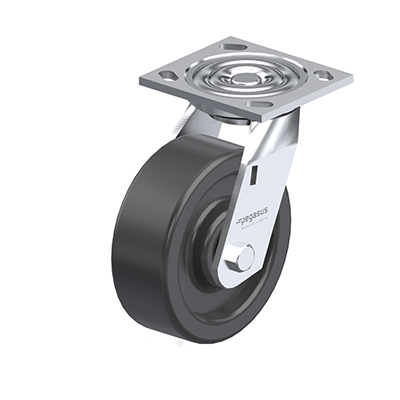 Medium Duty Casters, Steel, Phenolic Wheel Tread / Core, Medium Version, Bracket type L Swivel bracket with mounting plate, Inch