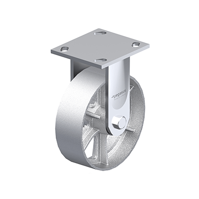 Medium Duty Casters, Steel, Cast Iron Wheel Tread / Core, Medium Version, Bracket type B Rigid bracket, Inch