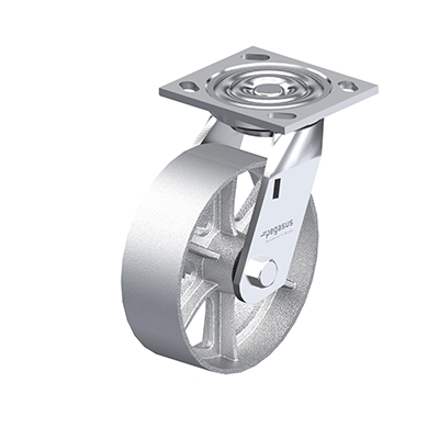 Medium Duty Casters, Steel, Cast Iron Wheel Tread / Core, Medium Version, Bracket type L Swivel bracket with mounting plate, Inch