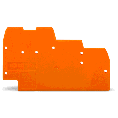 End and intermediate plate, 1 mm thick, for triple-deck terminal blocks