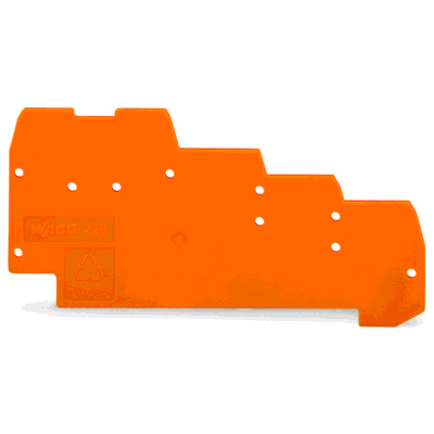 End and intermediate plate, 1 mm thick, for quadruple-deck terminal blocks