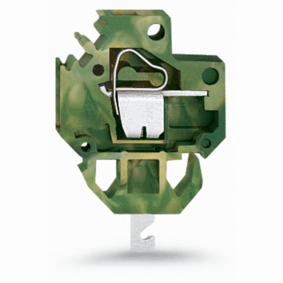 Ground conductor feedthrough terminal block, Conductor/solder/crimp quick disconnect terminal, Plate thickness: 1.5 mm, 4 mm², Pin spacing 6 mm, 1-pole, CAGE CLAMP®