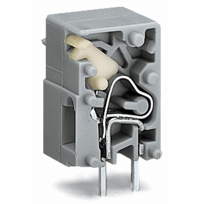 MODULAR FEEDTHROUGH TERMINAL BLOCK 2 SOLDER PINS / POLE 1 POLE WITH INTEGRATED PUSH BOTTONS AND TOUCH CONTACT TESTING PIN SPACING 10 MM / 0.394 IN