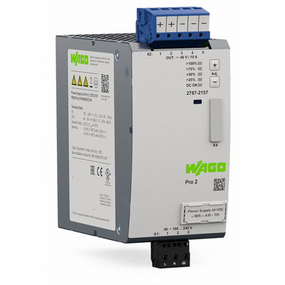 Power supply, Pro 2, 1-phase, 48 VDC output voltage, 10 A output current, TopBoost + PowerBoost, communication capability
