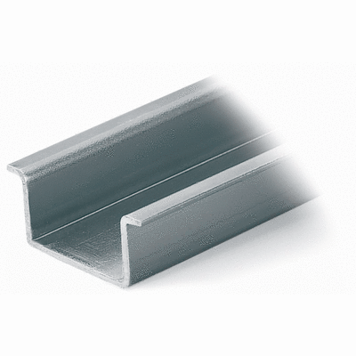 Steel carrier rail, 35 x 15 mm, 1.5 mm thick, 2 m long, unslotted, similar to EN 60715