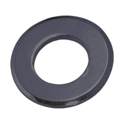 Flat washers with chamfer (DIN 125-1 B; ~ISO 7090), steel, black-oxidized
