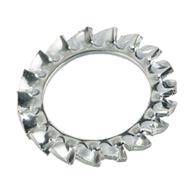 Serrated lock washers type A, external serrations (DIN 6798 A), spring steel, zinc plated with thicklayer passivation