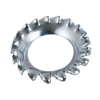 Serrated lock washers type V, for countersunk head screws (DIN 6798 V), spring steel, zinc plated blue