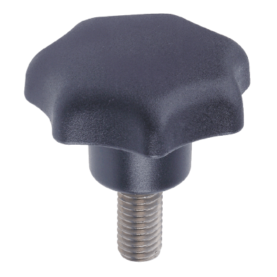 Bouton étoile à tige filetée inox- Bakélite