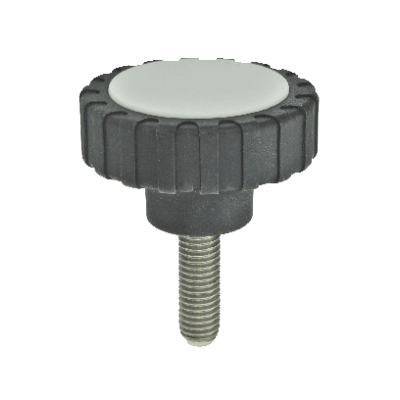 Bouton moleté technopolymère à tige filetée embout technopolymère (delrin)