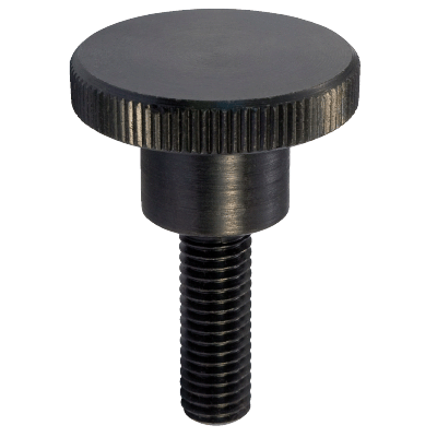 Vis moletée épaulée, acier bruni