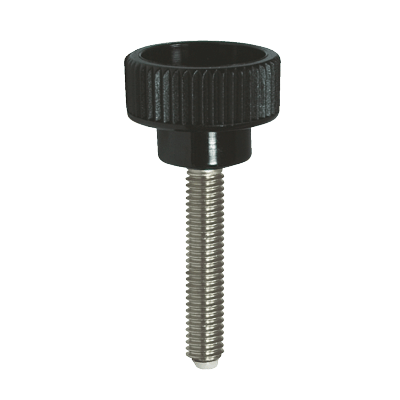 Vis moletée polyamide à tige filetée inox avec patin laiton