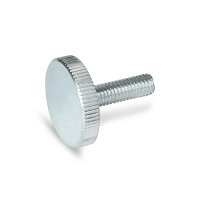 Flat knurled screws, Steel, zinc plated