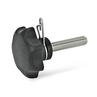 Star knobs with loss protection, Type A, only with retaining ring