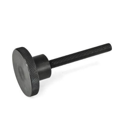 Knurled Rim Knobs with Threaded Stud, Steel Inch