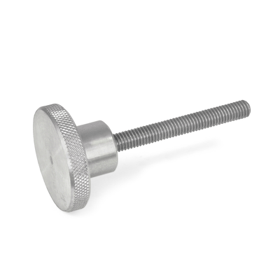 Knurled Rim Knobs with Threaded Stud, Steinless Steel Inch