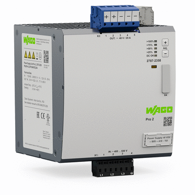 Power supply, Pro 2, 3-phase, 48 VDC output voltage, 20 A output current, TopBoost + PowerBoost, communication capability