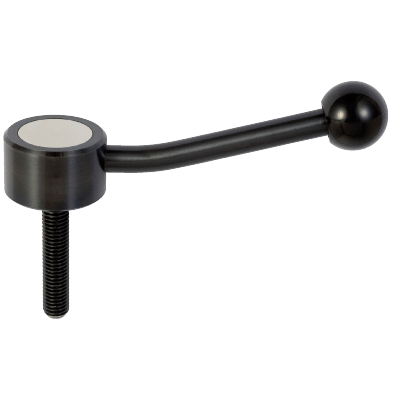 Manette indexable acier, à tige filetée, basse - Inclinée