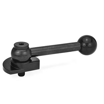 Clamping Bolts, Steel, Upward Clamping, with Threaded Bolt, Type GV with ball lever, straight (serration)