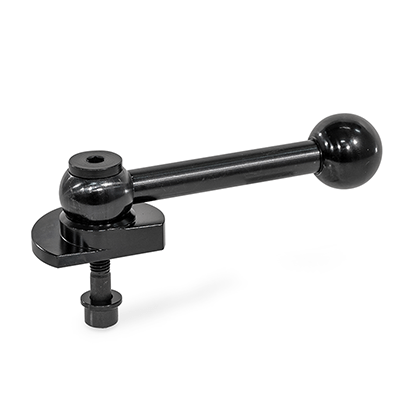 Clamping Bolts, Steel, Upward Clamping, Screw from the Back, Type GVB with ball lever, straight (serration)