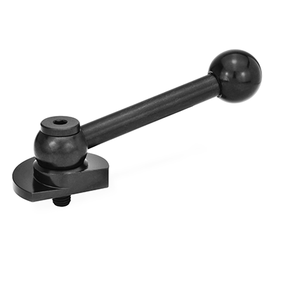 Clamping Bolts, Steel, Upward Clamping, with Threaded Bolt, Type KV with ball lever, angular (serration)
