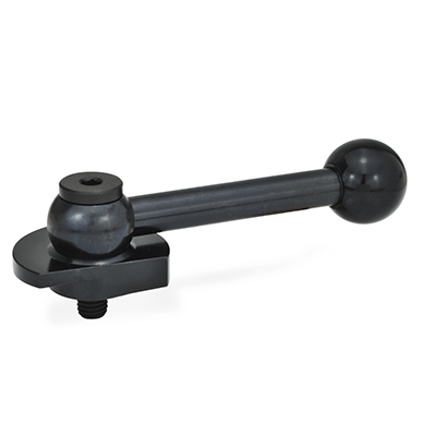 Clamping Bolts, Steel, Downward Clamping, with Threaded Bolt, Type GV with ball lever, straight (serration)