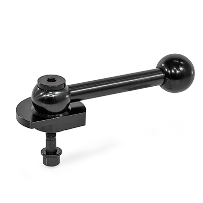 Clamping Bolts, Stainless Steel, Downward Clamping, Screw from the Back, Type GVB with ball lever, straight (serration)