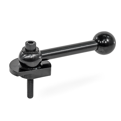 Clamping Bolts, Steel, Downward Clamping, Screw from the Operator’s Side, Type GVS with ball lever, straight (serration)