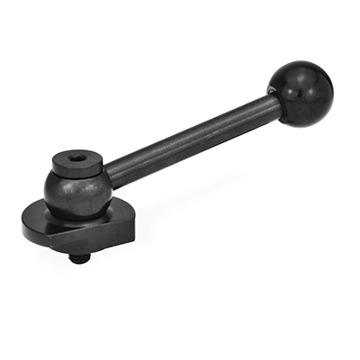 Clamping Bolts, Steel, Downward Clamping, with Threaded Bolt, Type KV with ball lever, angular (serration)