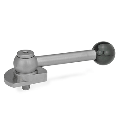 Clamping Bolts, Stainless Steel, Upward Clamping, with Threaded Bolt, Type GV with ball lever, straight (serration)