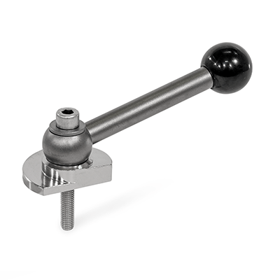 Clamping Bolts, Stainless Steel, Upward Clamping, Screw from the Operator's Side, Type KVS with ball lever, angular (serration)