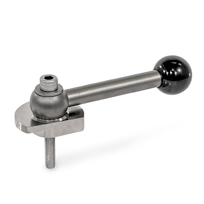Clamping Bolts, Stainless Steel, Downward Clamping, Screw from the Operator's Side Type GVS with ball lever, straight (serration)