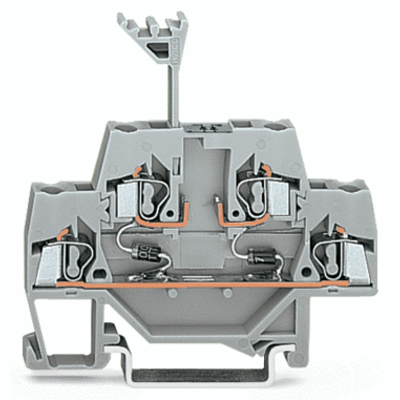 Component terminal block, double-deck, with 2 diodes 1N4007, Bottom anode, for DIN-rail 35 x 15 and 35 x 7.5, 2.5 mm², CAGE CLAMP®