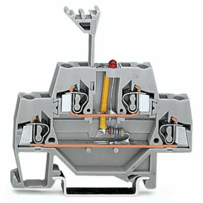 Component terminal block, double-deck, LED (red), 24 VDC, for DIN-rail 35 x 15 and 35 x 7.5, 2.5 mm², CAGE CLAMP®